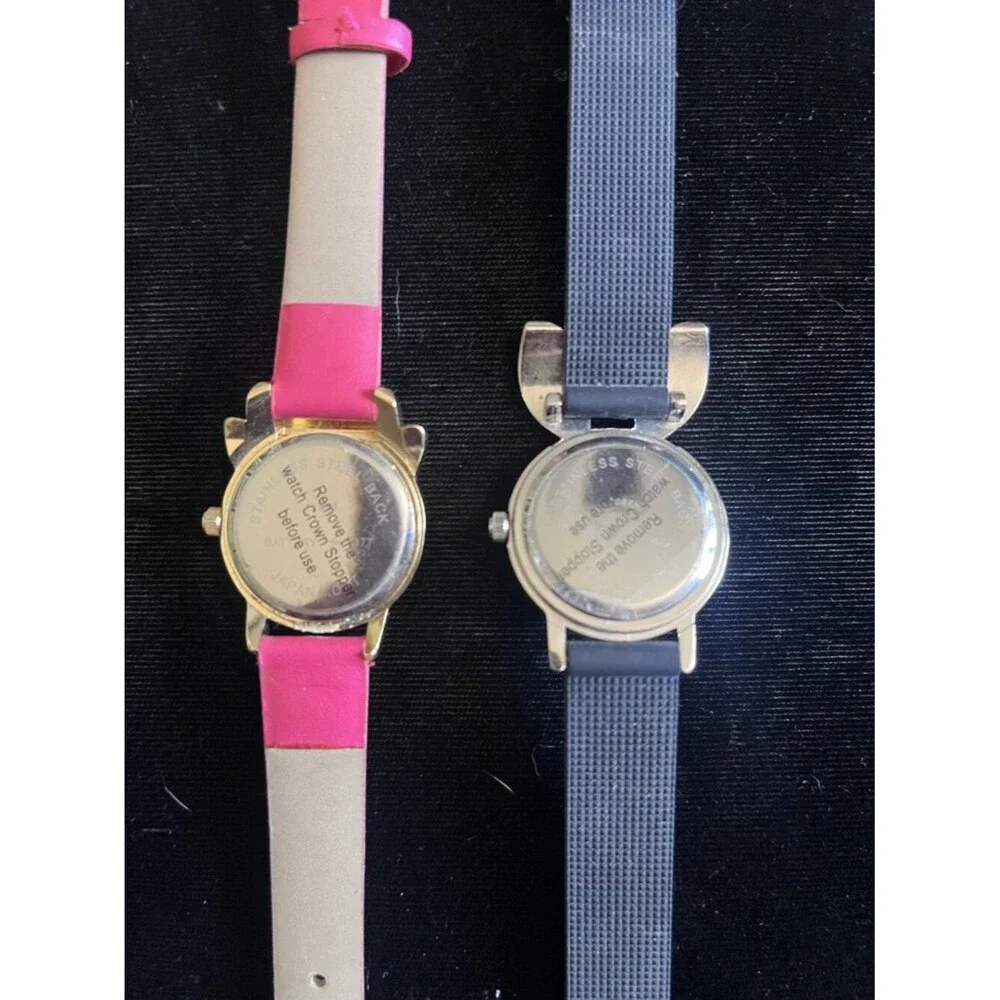 Lot 2 Cute Animal Face Watches Cat Bunny New Battery